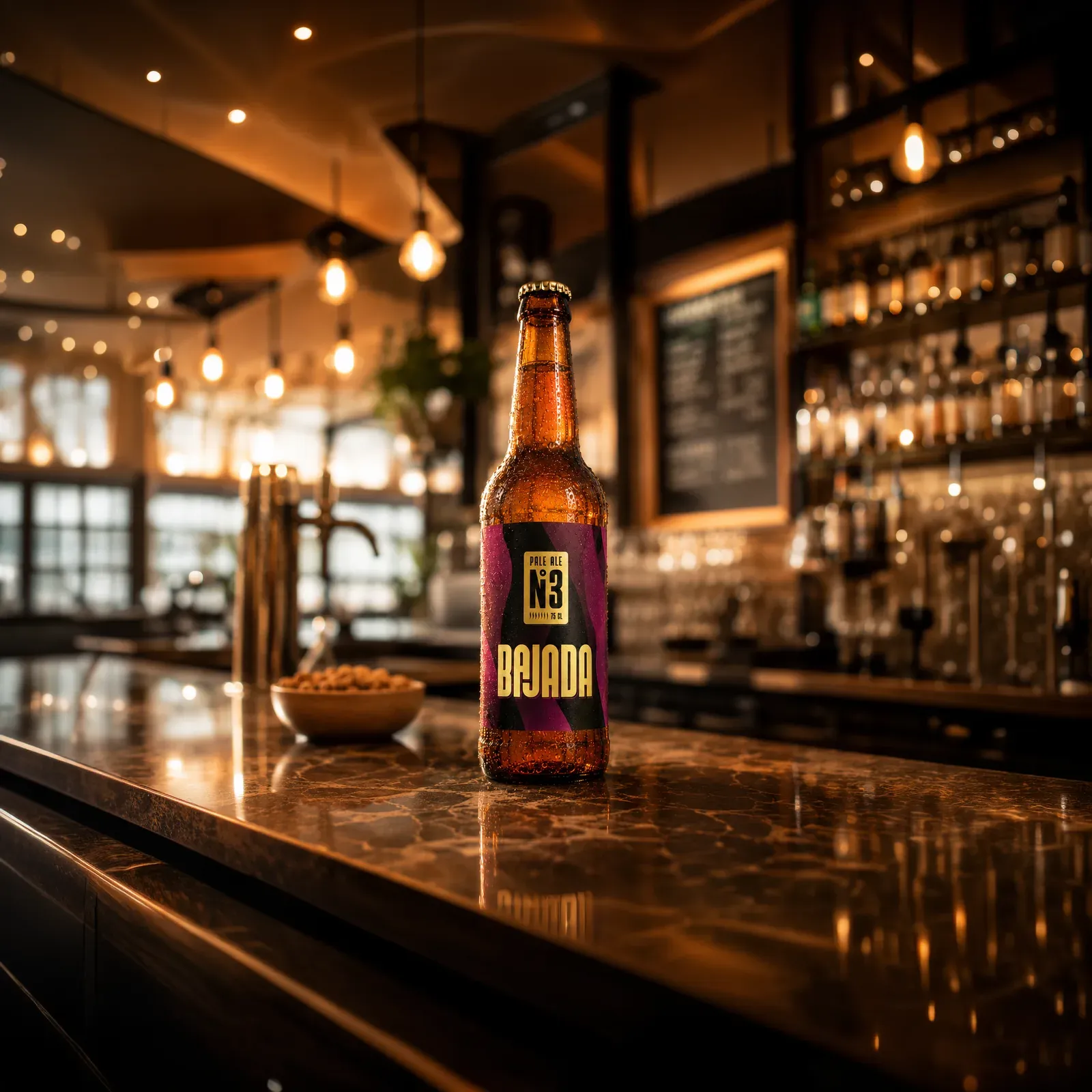 Bouteille Bajada 75 cl servie au comptoir